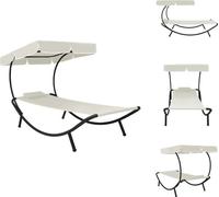 vidaXL Bain de soleil de jardin avec toit solaire & coussin blanc crème - Bains de soleil