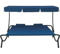 vidaXL Lit de Repos d'Extérieur avec Auvent et Oreillers Chaise Longue de Patio Transat de Jardin Bain de Soleil de Terrasse 313523