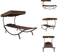 vidaXL Bain de soleil de jardin avec toit solaire et coussin Marron - Bains de soleil