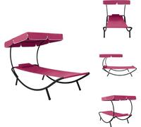vidaXL Bain de soleil de jardin avec toit solaire et coussin Rose - Bains de soleil