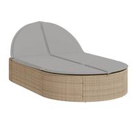 vidaXL Bain de soleil double avec coussins Beige Poly Rattan