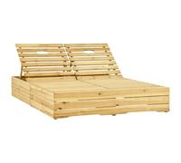 vidaXL Bain de soleil double avec coussins bordeaux pin imprégné