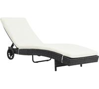 vidaXL Bain de soleil en poly rotin 199 x 60 x 37 cm noir et blanc