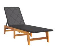 vidaXL Bain de soleil noir et marron Poly rotin & bois massif acacia