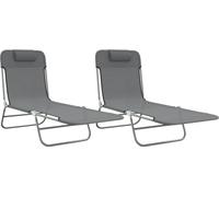 vidaXL Bain de soleil pliable 2 pcs. Gris Textilène et acier