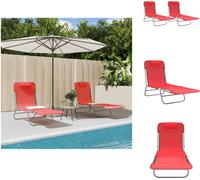 vidaXL Bain de soleil pliable 2 pcs. Rouge Textilène et acier - Bains de soleil