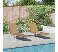 vidaXL Bain de soleil pliable 2 pcs. Taupe