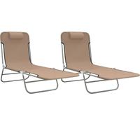 vidaXL Bain de soleil pliable 2 pcs. Taupe Textilène et acier