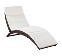 vidaXL Bain de soleil pliable avec support Poly rotin brun