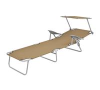 vidaXL Chaise longue pliable avec protection solaire acier taupe