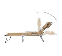 vidaXL Bain de soleil pliable Coussin d'assise Dossier réglable Taupe