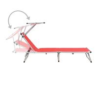 vidaXL Bain de soleil pliable Rouge Aluminium et Textilène