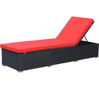vidaXL Chaise longue avec support Poly rotin noir