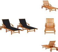 vidaXL Bains de soleil 2 pcs. avec coussins bois massif acacia - Bains de soleil