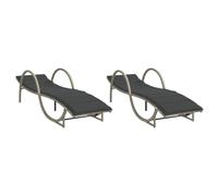 vidaXL Bains de soleil 2 pcs. avec coussins gris clair Poly rotin