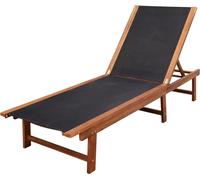 vidaXL Bains de soleil 2 pcs. avec table acacia massif et textilène
