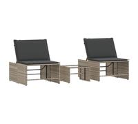 vidaXL Bains de soleil 2 pcs. avec table gris clair Poly rotin