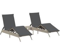 vidaXL Bains de soleil 2 pcs. avec table gris clair Poly rotin