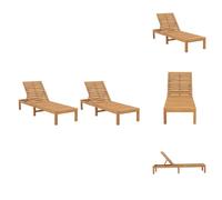 vidaXL Bains de soleil 2 pcs. Bois massif teck - Bains de soleil