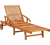 vidaXL Bains de soleil 2 pièces – en bois massif d'acacia avec coussins