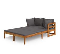 vidaXL Bains de soleil avec coussins gris foncé 2 pcs. Bois d'acacia