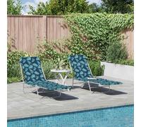 vidaXL Bains de soleil pliants 2 pcs – acier et tissu, motif feuilles