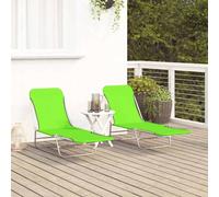Chaises longues pliables lot de 2 Acier et tissu Vert Vert G