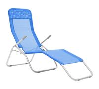 vidaXL Bains de soleil pliants 2 pcs. avec fonction de basculement bleu Textilène