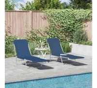 vidaXL Bancs pliants 2 pcs. acier et tissu bleu