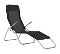 vidaXL Bains de soleil pliants 2 pcs. Fonction bascule Textilène noir