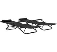 vidaXL Bains de soleil pliants 2 pcs avec repose-pieds Noir