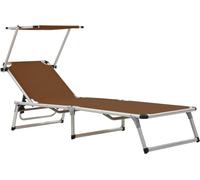 vidaXL Bains de soleil pliants avec toit 2 pcs. Alu Textilène Marron