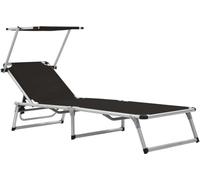 vidaXL Bains de soleil pliants avec toit 2 pcs. Alu Textilène noir