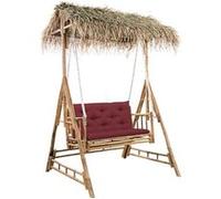 vidaXL Balancelle hollywoodienne avec feuilles de palmier et coussins 202 cm bambou