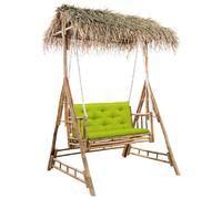vidaXL Balancelle 2 places feuilles de palmier et coussin 202cm Bambou