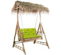 vidaXL Balancelle hollywoodienne avec feuilles de palmier et coussins 202 cm bambou