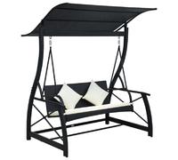 Balançoire hollywoodienne 3 places avec toit Poly rotin noir