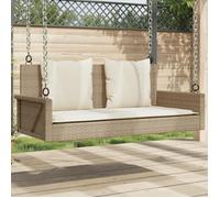 vidaXL Banc suspendu avec coussins Beige 119x56x48 cm Poly rotin