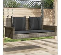 vidaXL Banc suspendu avec coussin Poly rotin Gris 119x56x48 cm