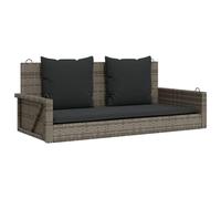 vidaXL Balancelle avec Coussins Gris 119x56x48 cm résine tressée, balancelle, Chaise Suspendue, siège de balançoire, balancelles, Chaise hamac