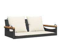 vidaXL Balancelle avec Coussins Noir 109x62x40 cm résine tressée, balancelle, Chaise Suspendue, siège de balançoire, balancelles, Chaise hamac