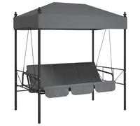 vidaXL Balancelle de jardin Balançoire hollywoodienne avec toit gris foncé, acier