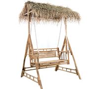 vidaXL Balancelle hollywoodienne avec feuilles de palmier et coussins 202 cm bambou