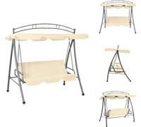 vidaXL Balancelle hollywoodienne avec fonction lit et toit sable blanc - Balancelles hollywoodiennes