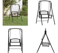vidaXL Balançoire hollywoodienne 124 cm Noir Acier - Balançoire hollywoodienne - Balançoire - Banc