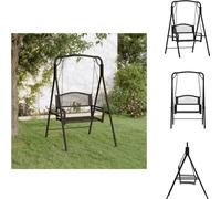 vidaXL Balançoire hollywoodienne 124 cm noir acier - Bancs de jardin