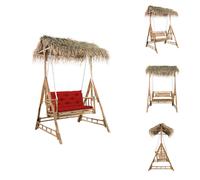 vidaXL Balançoire hollywoodienne avec feuilles de palmier et coussins 202 cm Bambou - Balançoires hollywoodiennes