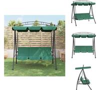 vidaXL Balançoire hollywoodienne avec toit vert 198 cm Tissu et acier - Balançoires hollywoodiennes