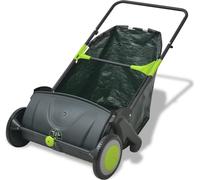 vidaXL Balayeuse à gazon 103 L – Noir/Vert, acier & polypropylène, sac PE