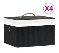 vidaXL Boîtes de rangement en bambou 4 pcs Noir